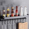 80cm 10 Hooks Kitchen Multi-function Wall Hanging Holder Seasoning Storage Rack(Black)