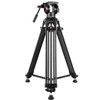 PULUZ 3 in 1 (Tripod + Bowl Adapter + Black Fluid Drag Head) Heavy Duty Video Camcorder Aluminum Alloy Tripod Mount Kit for DSLR / SLR Camera, Adjustable Height: 62-152cm