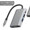 basix TW5A 5 in 1 USB-C / Type-C to 3 USB 3.0 + USB-C / Type-C + HDMI Interfaces HUB Adapter (Grey)