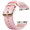 Kakapi for Apple Watch 38mm Crocodile Texture Brushed Buckle Genuine Leather Watchband with Connector(Pink)