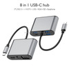 basix TW8R 8 in 1 USB-C / Type-C to 3 USB 3.0 + USB-C / Type-C + HDMI + VGA Interfaces HUB Adapter with Micro SD Card Slot & 3.5mm AUX (Grey)