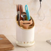 Creative Multi-function Double Drain Shelf Kitchen Chopsticks Storage Bucket Tableware Storage Box, Color:Coffee