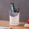 Creative Multi-function Double Drain Shelf Kitchen Chopsticks Storage Bucket Tableware Storage Box, Color:Light Grey