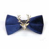 Pleuche Christmas Elk Head Wedding Bow Tie(Light Navy LT-007)