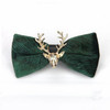 Pleuche Christmas Elk Head Wedding Bow Tie(Dark Green LT-009)