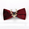 Pleuche Christmas Elk Head Wedding Bow Tie(Wood Grain Wine Red LT-010)
