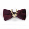 Pleuche Christmas Elk Head Wedding Bow Tie(Purple Red LT-011)