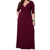 Sexy Deep V Half Sleeve Slim Fit Skirt Dress, Size:XXL(Wine Red )