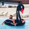 Swan Shaped Inflatable Floating Swimming Safety Pool Ring, Inflated Size: 120cm (Black)