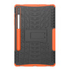 For Galaxy Tab S6 Tire Texture TPU + PC Shockproof Case with Holder(Orange)