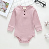 Autumn Baby Cotton Solid Color Long-sleeved Jumpsuit Romper, Size:60cm(Pink)