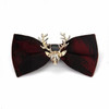 Pleuche Christmas Elk Head Wedding Bow Tie(Feather Red LT-017)