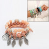 Vintage Ethnic Elasticity Marble Beads Bracelet Boho Leaves Bangle Bracelet(Orange)