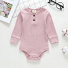 Autumn Baby Cotton Solid Color Long-sleeved Jumpsuit Romper, Size:80cm(Pink)