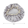 Lovely Thick Women Satin Colorful Double Waterproof Hair Cover Bathing Cap(Grey)