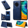 For Huawei Mate30 Pro Solid Color Calf Texture Shockproof Protective Case with Card Slots & Photo Frame(Blue)