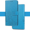 Embossed Pattern PU + TPU Horizontal Flip Leather Case for iPhone XR, with Holder & Card Slots & Wallet (Blue)