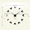 Bedroom Home Decoration Frameless Butterfly Shaped Large DIY Wall Sticker Mute Clock, Size: 100*100cm(Black)