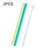 2 PCS Food Grade Silicone Straws Cartoon Colorful Drink Tools with 1 Brush, Straight Pipe, Length: 14cm, Outer Diameter: 10mm, Inner Diameter: 8.5mm, Random Color Delivery