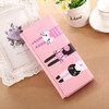 Women Cat Pattern Coin Purse Long Wallet Card Holders Handbag Cute Leather Wallets(Pink)