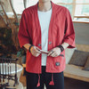 Men Cardigan Tops Three-quarter Sleeve Chinese Style Jacket, Size:XXXL(Red)