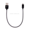 25cm Net Style Metal Head Micro USB to USB 2.0 Data / Charger Cable, For Samsung / Huawei / Xiaomi / Meizu / LG / HTC and Other Smartphones(Black)