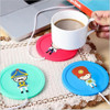 Cartoon Soldier Pattern USB Silicone Warm Coaster, Random Color Delivery