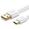 UGREEN 3A Max Output USB to USB-C / Type-C PVC Fast Charging Sync Data Cable, Length: 0.5m (White)