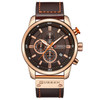 CURREN M8291 Chronograph Watches Casual Leather Watch for Men(Rose case coffee face)