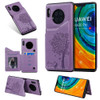 For Huawei Mate30 Pro Cat Tree Embossing Pattern Shockproof Protective Case with Card Slots & Photo Frame(Purple)