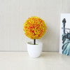 Desktop Simulation Plant Mini Grass Ball Bonsai Decorated Plastic Flower Cherry Blossom Snowball Artificial Flowers(Orange)