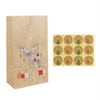 12 Sets Christmas Kraft Paper Bag and Stickers Set Gift Candy Food Cookies Packing Paper Bags(Moose)