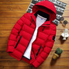 Winter Men Solid Color Short Jacket Slim Warm Hooded Cotton Clothing Casual Youth Down Jacket, Size:XXXXL(Red)