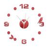 Art Wall Clock Background Wall Stickers TV Wall Stickers 3D Bird Leaves Wall Clock Home Accessories(Red)