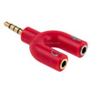 3.5mm Stereo Male to 3.5mm Headphone & Mic Female Splitter Adapter(Red)