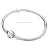 17-21cm Silver Snake Chain Link Bracelet Fit European Charm Pandora Bracelet, Length:20cm(Silver Plated)