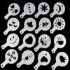 32 PCS Coffee Stencil Filter Coffee Maker Cappuccino Mold Templates Strew Flowers Pad Spray Art Baking Tools