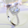 Fashion Big Cubic Crystal Silver Zircon Ring Wedding Jewelry Party Gift, Ring Size:9