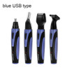 SPORTSMAN Four-in-one USB Rechargeable Ear Nose Trimmer Beard Face Shaver Eyebrows Hair Trimmer For Men(blue USB type)