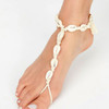 Ladies Summer Beach Travel Accessories Fashion Siamese Long Shell Anklets(White)