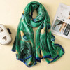 Women Flowers Elegant Imitated Silk Fabric Peacock Feathers Pattern Shawl Sunscreen Beach Scarf, Size: 90*180cm