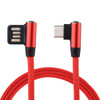 1m 2.4A Output USB to USB-C / Type-C Double Elbow Design Nylon Weave Style Data Sync Charging Cable, For Galaxy S8 & S8 + / LG G6 / Huawei P10 & P10 Plus / Xiaomi Mi 6 & Max 2 and other Smartphones(Red)