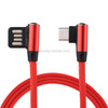 1m 2.4A Output USB to USB-C / Type-C Double Elbow Design Nylon Weave Style Data Sync Charging Cable, For Galaxy S8 & S8 + / LG G6 / Huawei P10 & P10 Plus / Xiaomi Mi 6 & Max 2 and other Smartphones(Red)