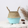 2 PCS Seagrass Knitting Desktop Storage Basket Wicker Flower Pot Folding Basket, Size:20x17x15cm(Blue)