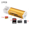 2 PCS Multi All in 1 USB 2.0 Micro SD SDHC TF M2 MMC MS PRO DUO Memory Card Reader(Gold)