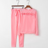 Two-piece Casual Sports Long-sleeved Shirt Suit (Color:Pink Size:M)