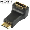 Gold Plated Mini HDMI Male to HDMI 19 Pin Female Adaptor with 90 Degree Angle(Black)