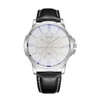 332 YAZOLE Men Fashion Business Leather Band Quartz Wrist Watch(Black + White)