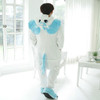 Adults Animal Pajamas Set Cartoon Women Men Winter Unisex Flannel Stitch Pajamas, Color:Blue Unicorn(L)