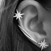 1 Pair Ladies Simple Fashion Flash Asymmetrical Star Snowflake Ear Clips(Silver)